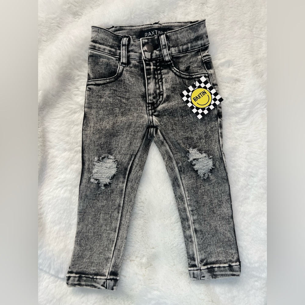 Raxtin distressed black gray jeans